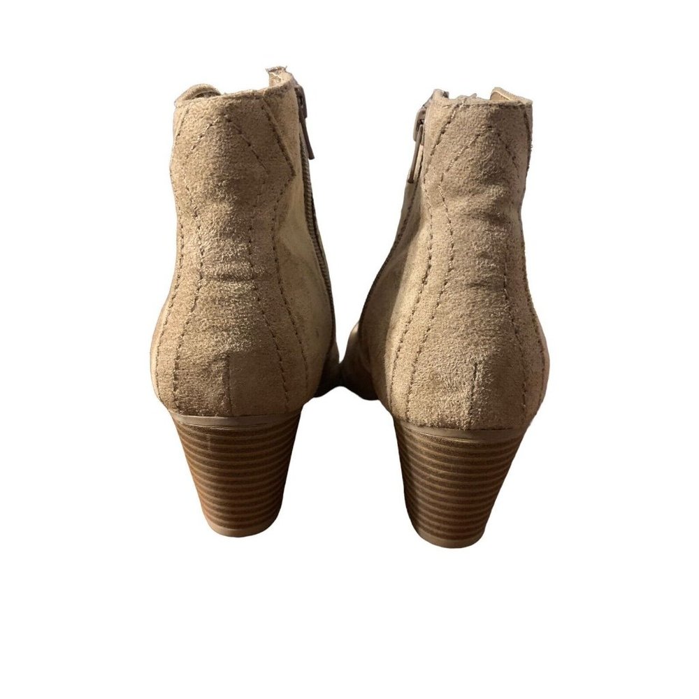 Beige Women’s Georgia Zippered Block heeled booties shoes Size 6.5 EUC - Picture 3 of 5
